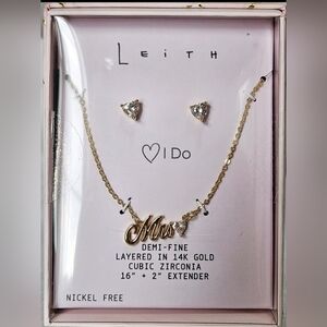 Leith Gold 'I Do' Necklace and Earrings Set
